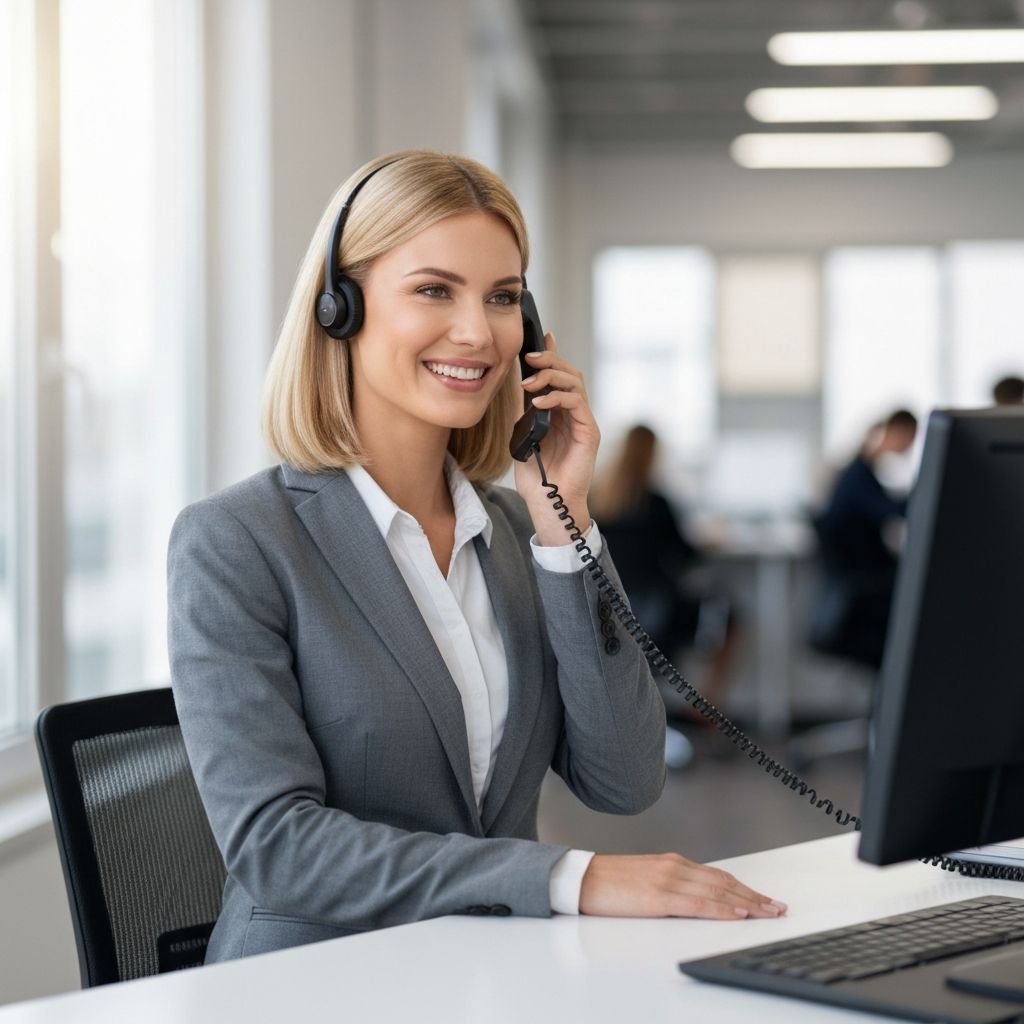 Professional receptionist answering calls for your business
